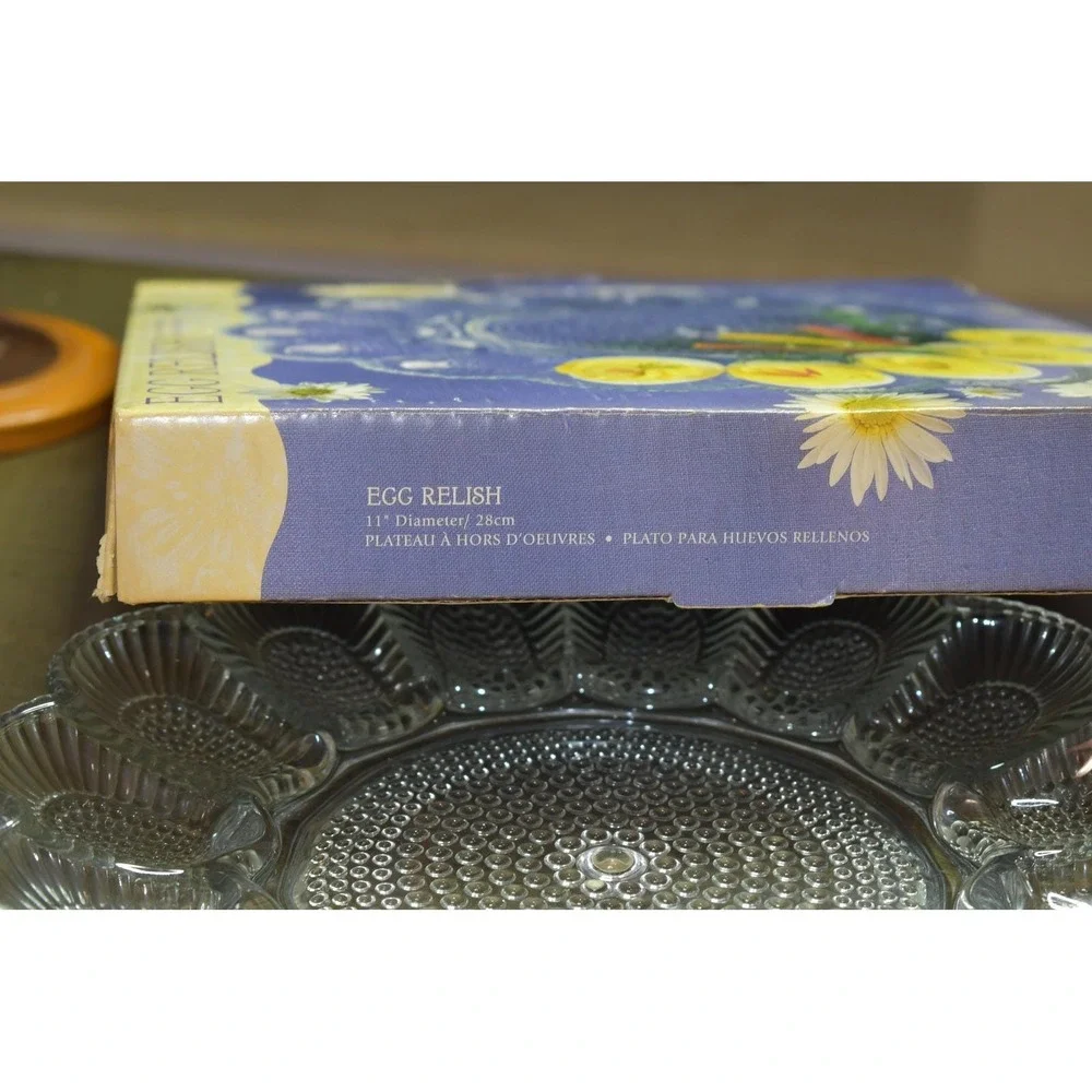 Vintage Indiana‎ Glass Egg Relish Dish: Crystal Collection Tray